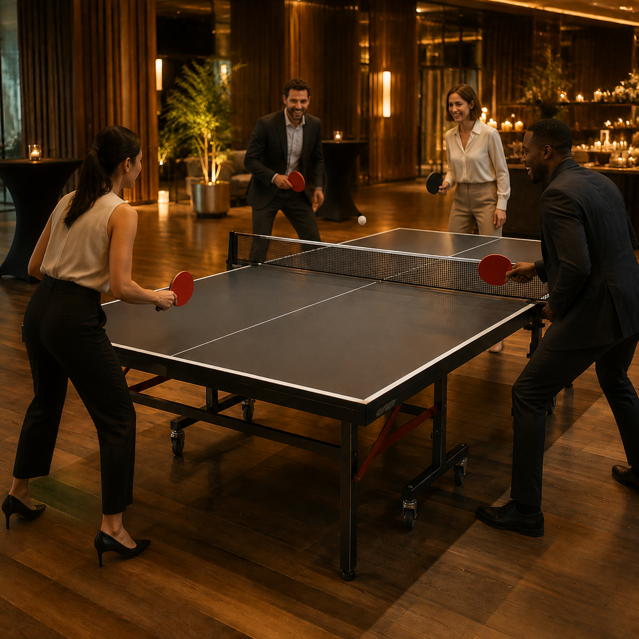 Ping-pong table ready for an event